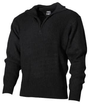 Isländer Pullover, Troyer, schwarz, mit Reißverschluß