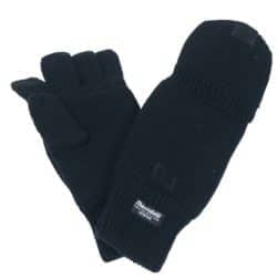 Strick-Handschuhe,ohne Finger, zugl. Fausthandschuh, schwarz